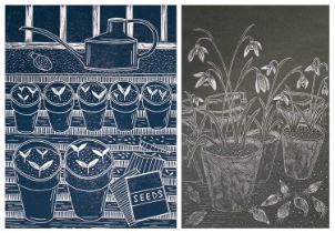 † Mark Lord (b.1975) Snowdrops in Terracotta Pots in Potting Shed; Potting Shed Two, the former