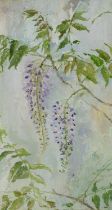 Madeleine Floyd (b.1969) Wisteria Signed with initials MF (lower right) Oil on panel Framed 60 x
