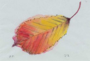 Emma Tennant (b.1943) Prunus Avium - Autumn Leaf Signed with initials E.T. (lower left) and dated '