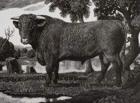 Φ Charles Frederick Tunnicliffe OBE, RA (1901-1979) The Shorthorn Bull Wood engraving, a