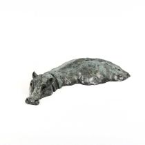 Laura Pentreath (b.1966) Hippo III Signed with initials Bronze with verdigris patina, from an