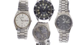 A job lot of gents watches including - One Seiko automatic ref 7009-8018