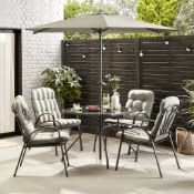 Trade Lot 3 x Boxed Grey Metal 4 seater Dining Set & Parasol. This 4 seater set is perfect for