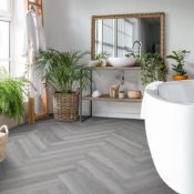 Pallet To Contain 72 x New Packs of Rigid Core Waterproof Premium Herringbone Flooring. (Light Grey)