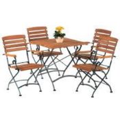 New & Boxed Newark Dining Table Set – 70cm Round Table with 4 Armchairs – Hardwood/Metal. RRP £