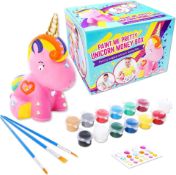 Pallet To Contain 144X Brand New GirlZone Paint Your Own Unicorn Piggy Bank for Girls, Paint a