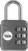 35x NEW & PACKAGED YALE Standard Security Luggage Combination Padlock - GREY. RRP £5.99 EACH. (YP1/