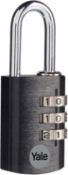25x NEW & PACKAGED YALE Standard Security 28mm Aluminium Combination Padlock - BLACK. RRP £7.99