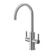 Boxed GoodHome Zanthe Stainless steel effect Kitchen Twin lever Tap. - PWBW.