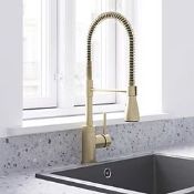 Boxed Swirl Seville Mixer Tap Brushed Brass. - PWBW.