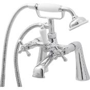 Boxed GoodHome Etel Gloss Chrome Wall-mounted Bath mixer tap with shower kit. - PWBW.