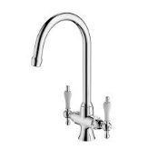 Boxed Cooke & Lewis Apsley Chrome effect Kitchen Twin lever Tap. - R14.1.