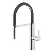 Boxed GoodHome Zatar Black Chrome effect Kitchen Spring neck Tap. - PWBW. RRP £130.00.