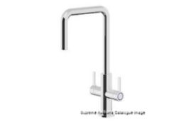 Boxed GoodHome kamut Chrome-plated Kitchen Twin lever Tap. - PW14.