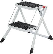 SONGMICS 2 Step Ladder, Heavy Duty Steel, Folding, Portable with Anti-Slip Mat Max. Load Capacity up