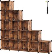 SONGMICS - Modular Shoe Cabinet - Modular Shelf - 16 Cubes, Wardrobe, Pet Fence, Bedroom, Cabin,