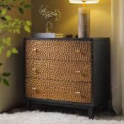 Boxed Carved 3 Drawer Chest, Antique Bronze & Black RRP £259.99-D38.3 Boasting modern classic