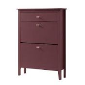 Boxed2-Tier Shoe Cabinet with Top Drawer, Wild Cherry RRP £149.99-D38.4 The top drawer is perfect