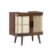 Boxed Curved Rattan Undersink Unit, Walnut RRP £119.99-D39.4 Finished in a rich walnut tone and