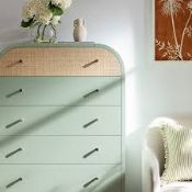 Boxed Tall Chest, Muted Pistachio Ash with Raffia RRP £479.99-D39.3 The softly curved frame brings a