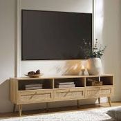 Boxed Rattan 160cm 3-Drawer TV Unit, Natural RRP £199.99-D38.2 Being 160 cm wide, the TV unit can