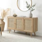 Boxed Rattan 3-Door Sideboard, Natural RRP £209.99-D38.2 The sideboard offers 2 layers of internal