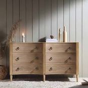 Boxed Concave Double Chest of Drawers, Natural RRP £649.99-D39.2 Gently concave drawer fronts are