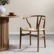 Boxed Wooden Natural Weave Dining Chair, Light Walnut Colour Frame RRP £139.99-D38.1 Featuring the