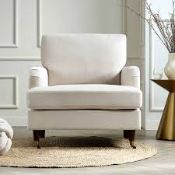 Boxed Velvet Armchair with Antique Brass Castor Legs RRP £269.99-D39.1 Crafted from solid wood and