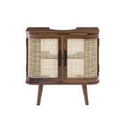 Boxed Curved Rattan Undersink Unit, Walnut RRP £119.99-D38.3 Finished in a rich walnut tone and