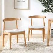 Boxed Beech Wood Dining Chair, Natural and Beige RRP £229.99-D38.4 The chairs are crafted from solid