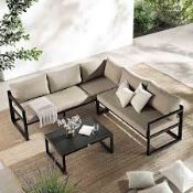 Boxed Corner Sofa Set with Reclining Back and Coffee Table, Taupe RRP £729.99-D39.1 This beautiful