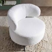 Boxed White Boucle Wing Back Accent Chair RRP £299.99-D38.2 Chunky seat is well cushioned and