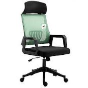 Boxed Office Chair with Headrest in Green RRP £63.99-D38.3 With tilt and lock mechanism, the chair