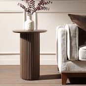 Boxed Oak Round Side Table, Silver Oak RRP £98.99-D39.1 Crafted from solid oak veneer in silver