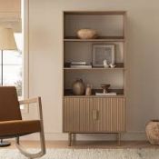 Boxed Tall Bookcase with Doors, Light Ash RRP £279.99-D39.2 Crafted with authentic solid ash veneer,