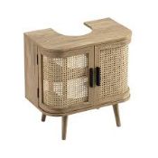 Boxed Curved Rattan Undersink Unit, Natural RRP £119.99-D39.1 Featuring a natural wood-effect finish