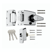 BRAND NEW ERA AUTO DEADLOCKING NIGHTLATCH 60MM SATIN CHROME. RRP £50.75.