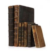 A collection of leather bound books