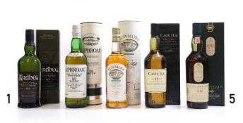 A selection of Islay Scotch malt whiskies,