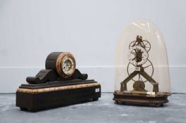 A brass skeleton clock,