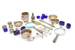 A collection of silver and silver-plated items,