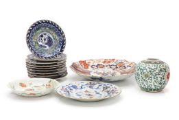 A collection of nine Japanese polychrome saucers,