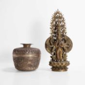 A South Asian white-metal bowl and cover,