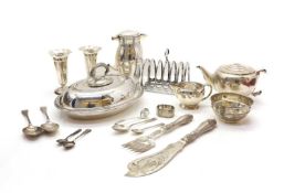 A collection of silver items,