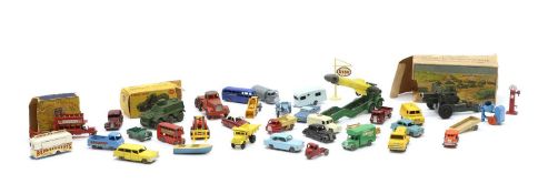 A collection of die-cast vehicles,