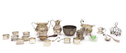 A collection of various silver items,