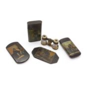 A pair of brass and enamel opera glasses,