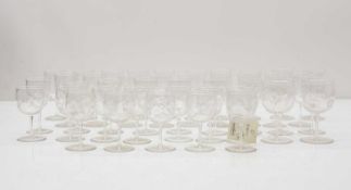 A comprehensive collection of wrythen moulded drinking glasses,