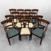 A harlequin set of fourteen bar back dining chairs,